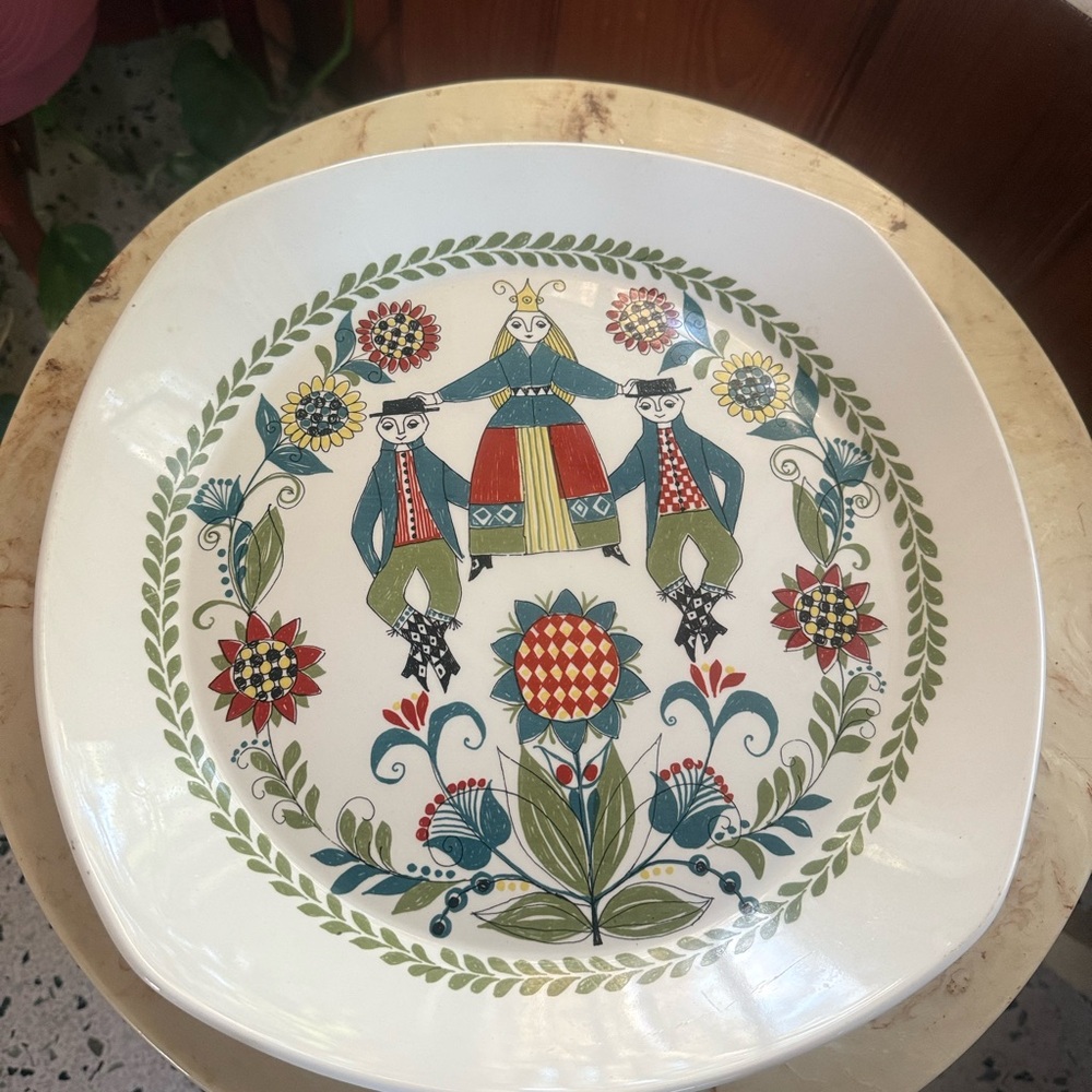 Figgjo Flint Vintage SAGA Norsk Design Colorful Folk Art Ceramic Plate